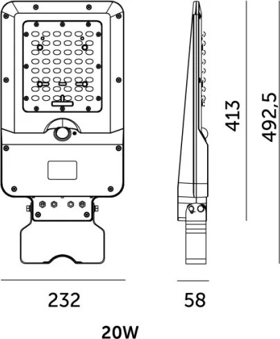 LED solárna pouličná lampa so senzorom STREET LED/20W/7,4V 3000/4000/6000K IP65 5400 mAh