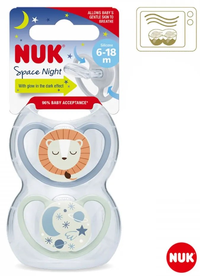 Dojčenský cumlík NUK Space Nights 6-18m 2ks/BOX dievča