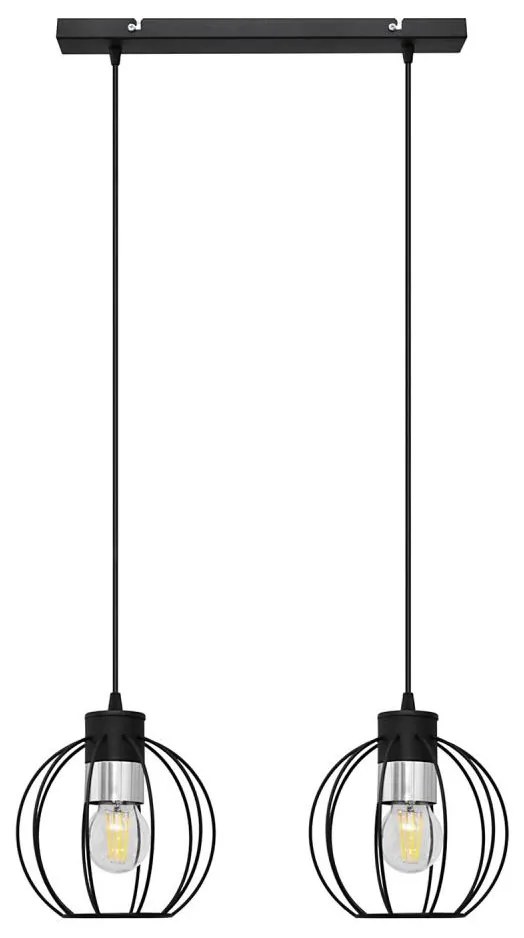 Luster na lanku STARLIGHT 2xE27/15W/230V čierna/strieborná