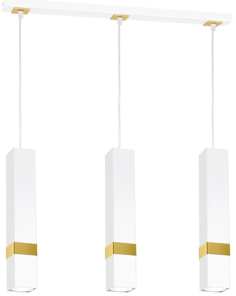 Závesné svietidlo Vidar, 3x biele kovové tienidlo, w/g