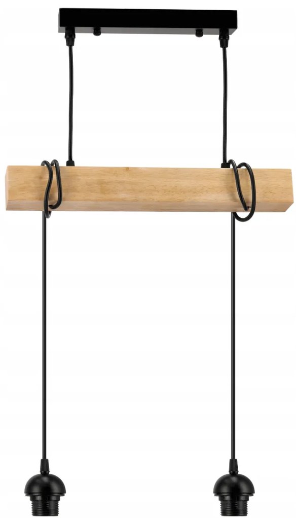 BERGE Závesné stropné svietidlo LED drevený trám 2xE27 Wooden Ball Luster
