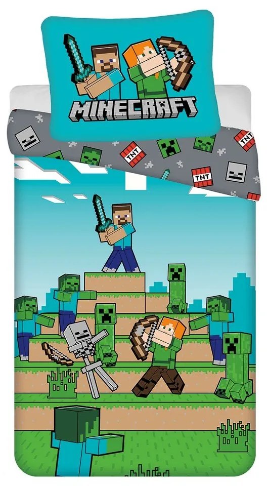 Bavlnená detská obliečka na jednolôžko 140x200 cm Minecraft "We got this" – Jerry Fabrics