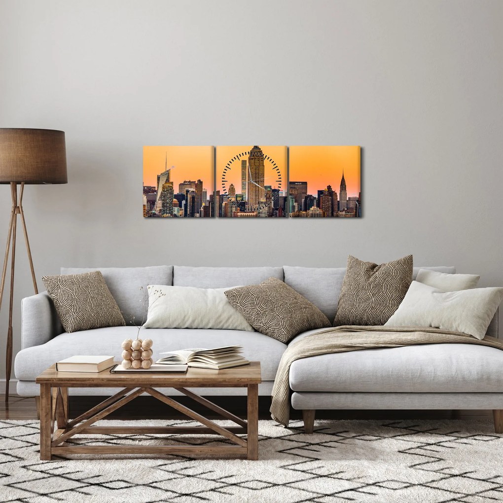Obraz New Yorku (s hodinami) (90x30 cm)