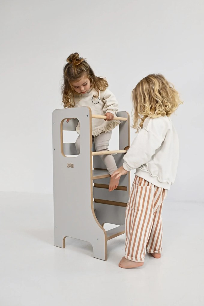 Učiaca veža Montessori pre deti sivá