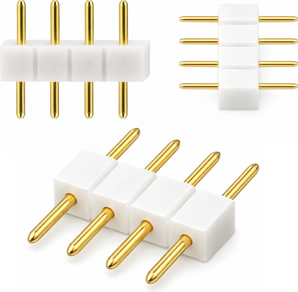 Vidlicový konektor pre RGB LED pásiky, 4-pinový rebríkový konektor, biely