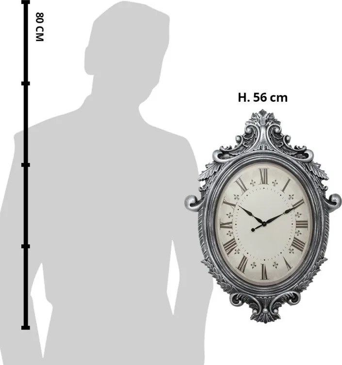 Strieborné antik nástenné hodiny - 56*6*76 cm / 1*AA
