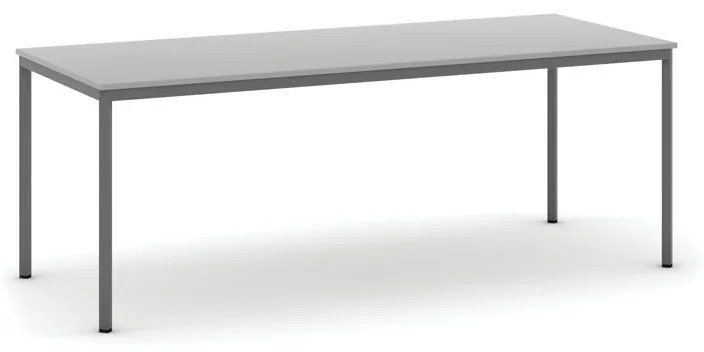 Stôl jedálenský, 2000 x 800 mm, tmavo sivá podnož, sivá