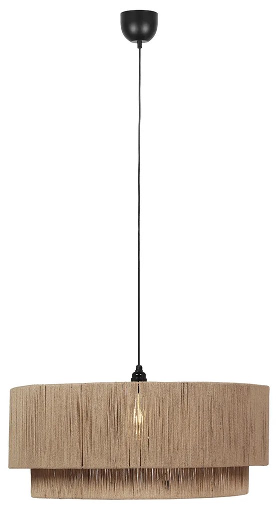 Japandi závesná lampa čierna s hnedým lanom 60cm - Smilla