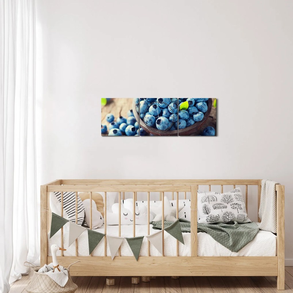 Obraz - Čučoriedky (s hodinami) (90x30 cm)
