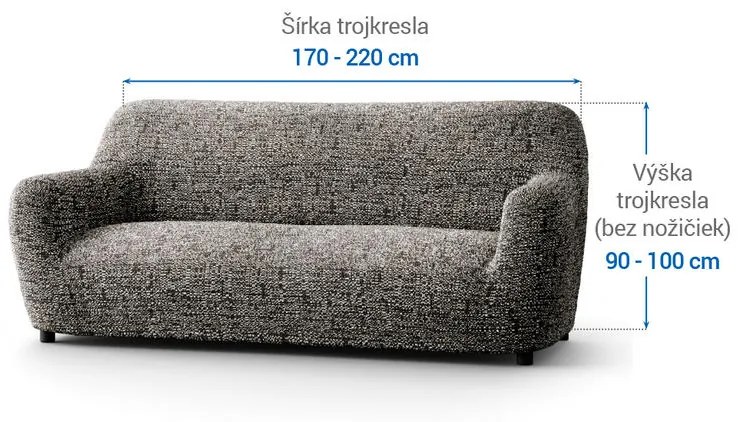 Bielastické poťahy GLORIA hnedá trojkreslo (š. 170 - 220 cm)