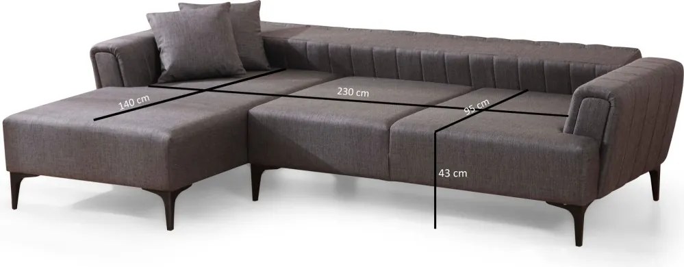 Rohová sedacia súprava Hamlet 270 cm tmavosivá ľavá