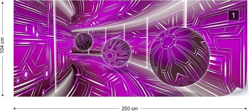 Fototapeta GLIX - 3D Tech Tunnel Purple + lepidlo ZADARMO Vliesová tapeta  - 250x104 cm