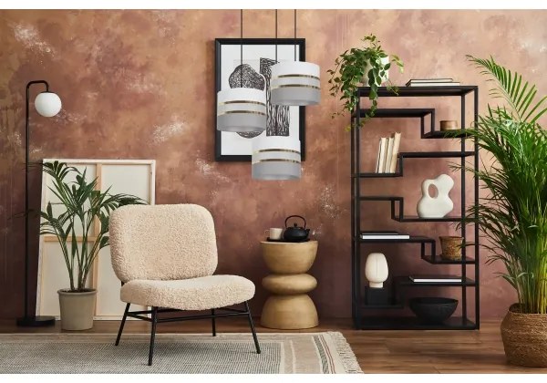 Luster na lanku CORAL 3xE27/60W/230V biela/šedá