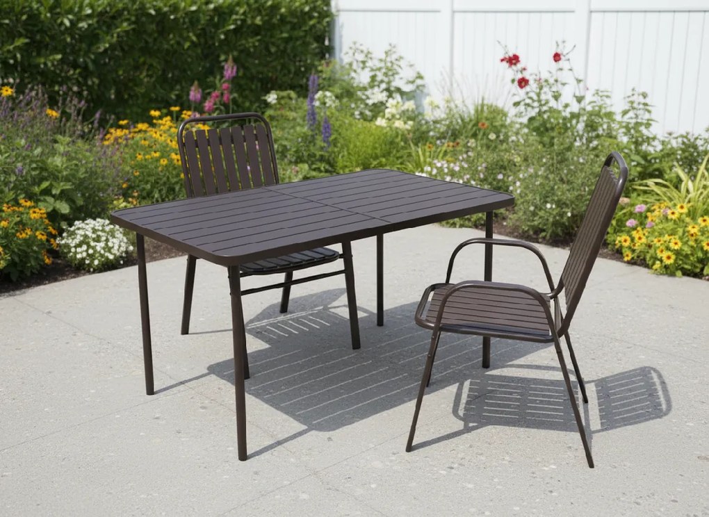 Garden Line PRAVOUHLÝ ZÁHRADNÝ STÔL 140 x 80 x 72 CM HNEDÝ