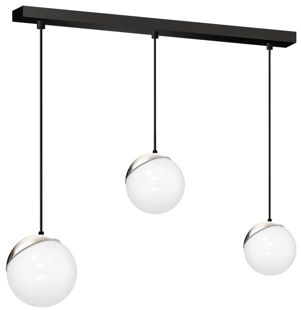 Závesné svietidlo Sfera, 3x biele sklenené tienidlo, b/ch