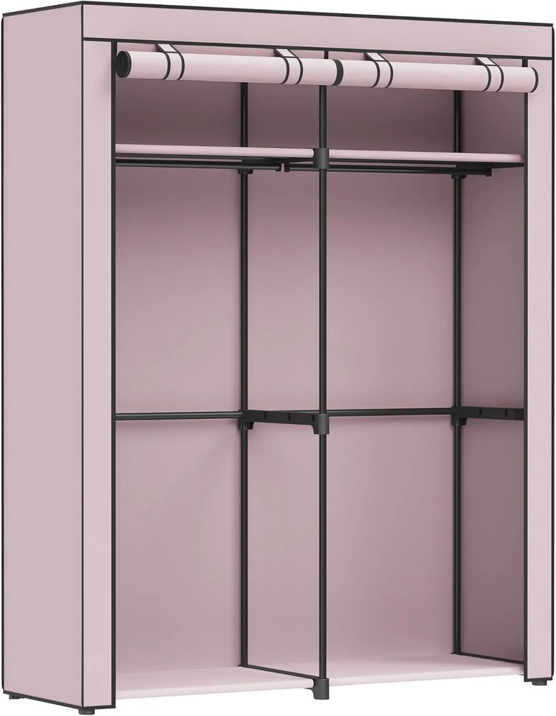 Textilní šatní skříň Malas 140 cm světle růžová