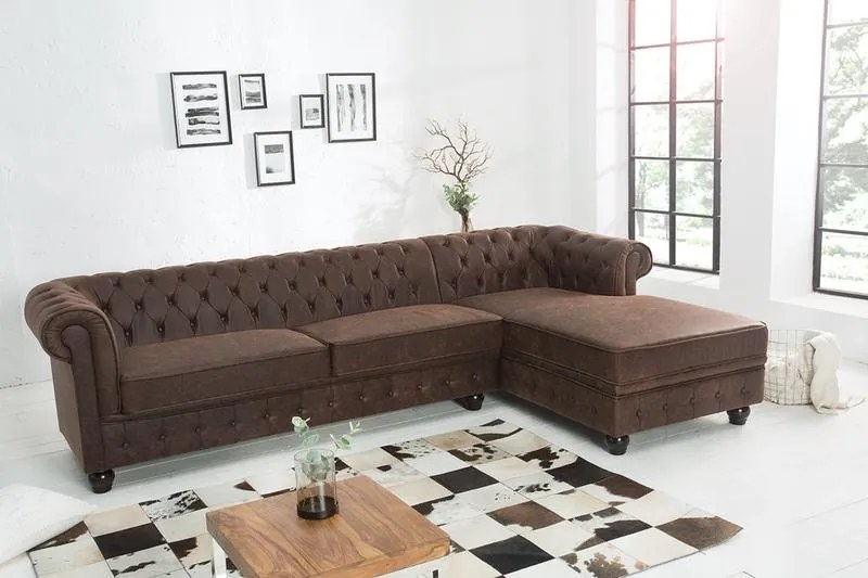Rohová sedačka Chesterfield Vintage Koža