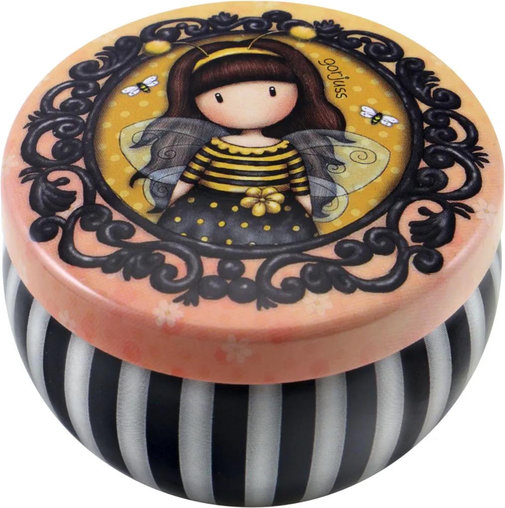 Santoro London - Okrúhla Dekoratívna škatuľka - Gorjuss - Bee-Loved (Just Bee-Cause) Černá;Béžová;Žlutá