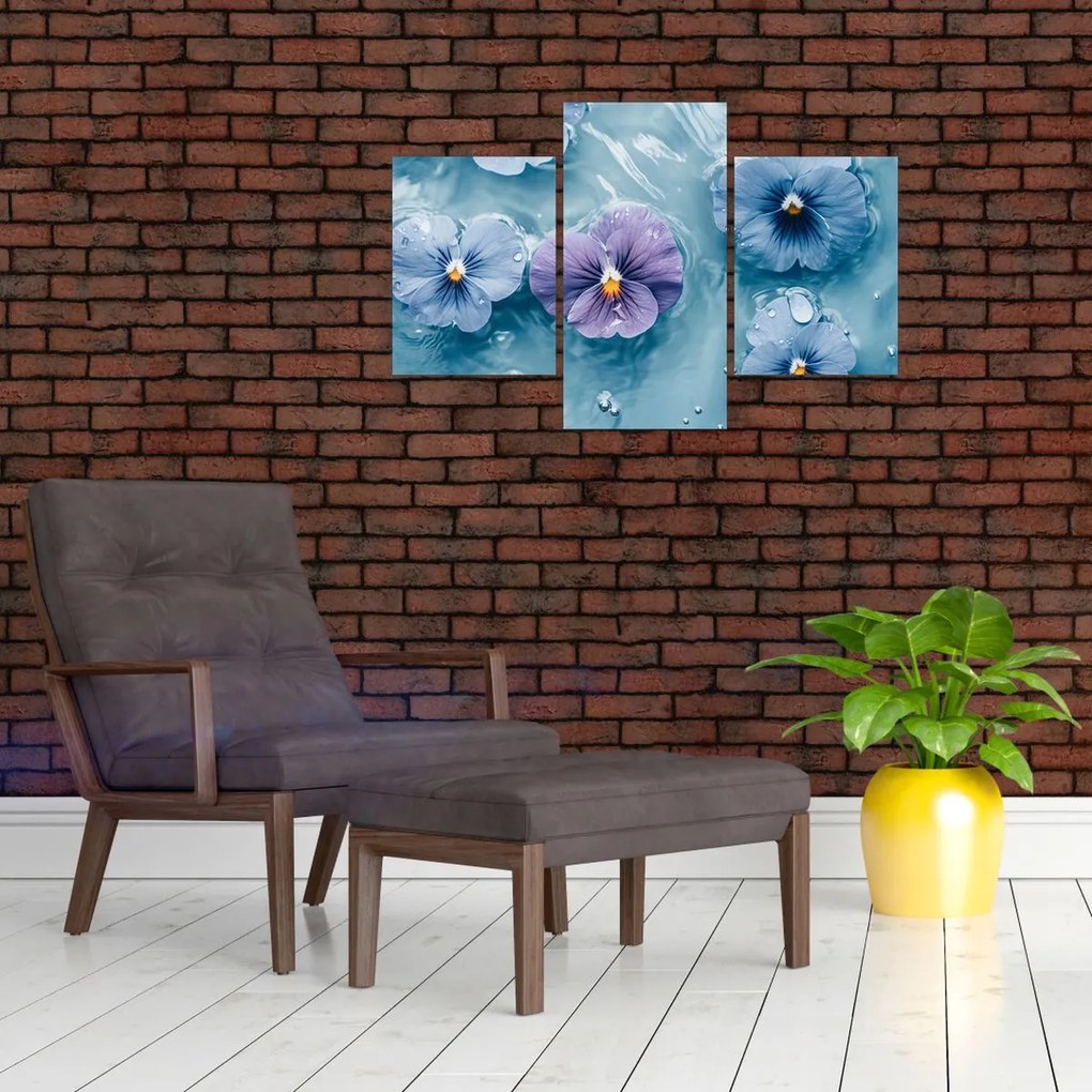 Obraz - Fialky vo vode (90x60 cm)