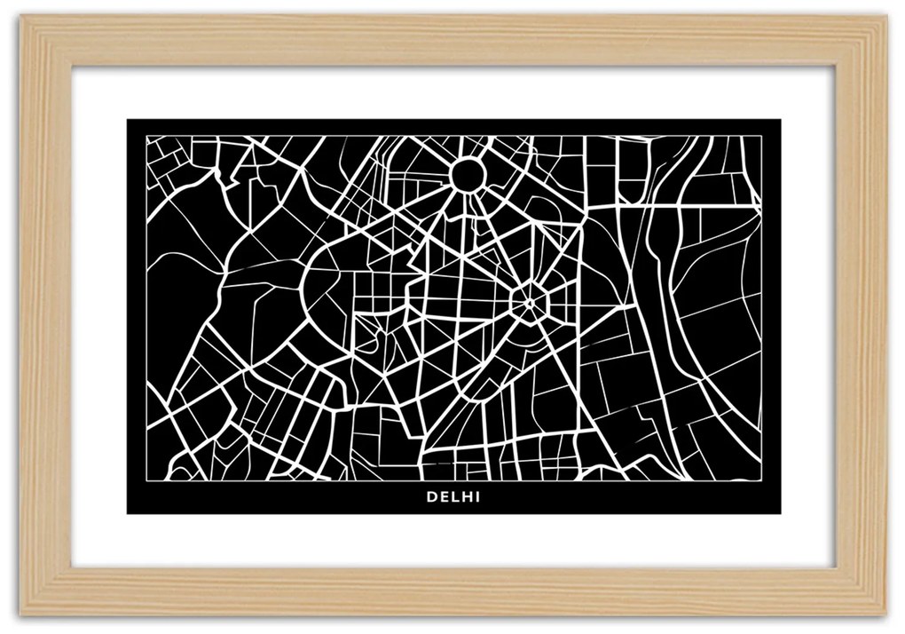 Gario Plagát Plán mesta Dillí Farba rámu: Bez rámu, Rozmery: 100 x 70 cm