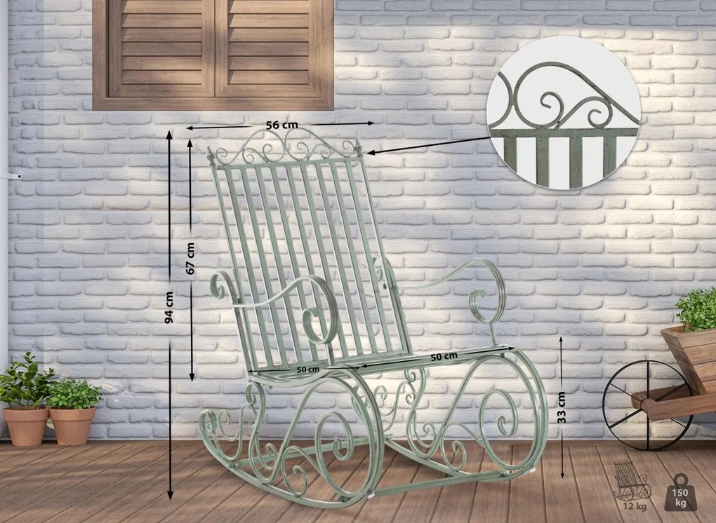 Kovové hojdacie kreslo Smile - Zelená antik