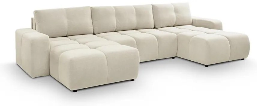 Rozkladacia čalúnená sedacia súprava do U ALMADA s úložným priestorom, béžová