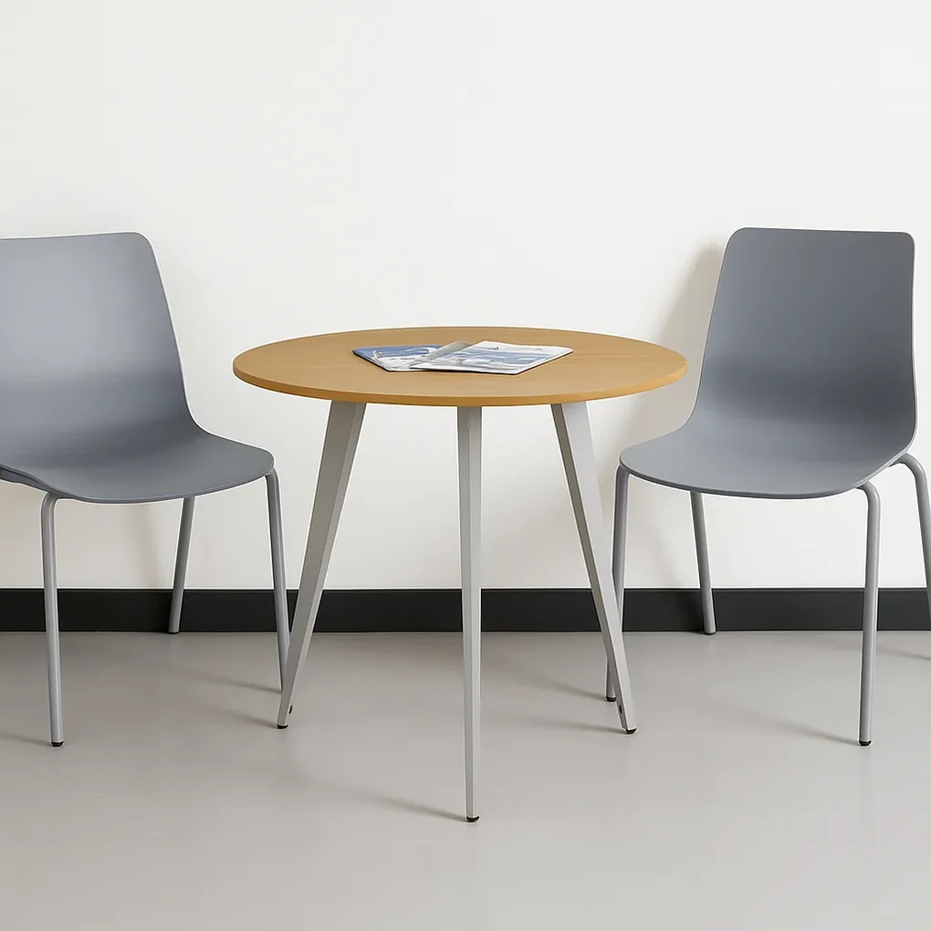 Konferenčný stôl PRIMO VIBE, priemer 80 cm, sivostrieborná podnož, grafit