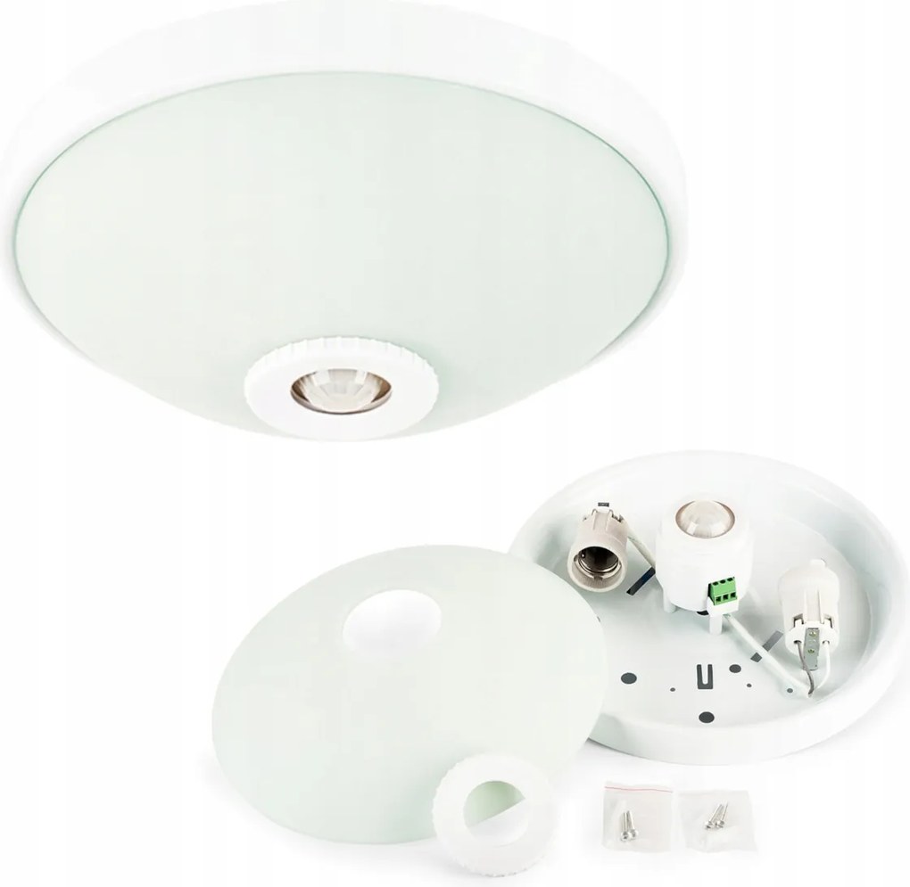 ECOLIGHT LED stropné svietidlo 2xE27 s pohybovým senzorom - sklo