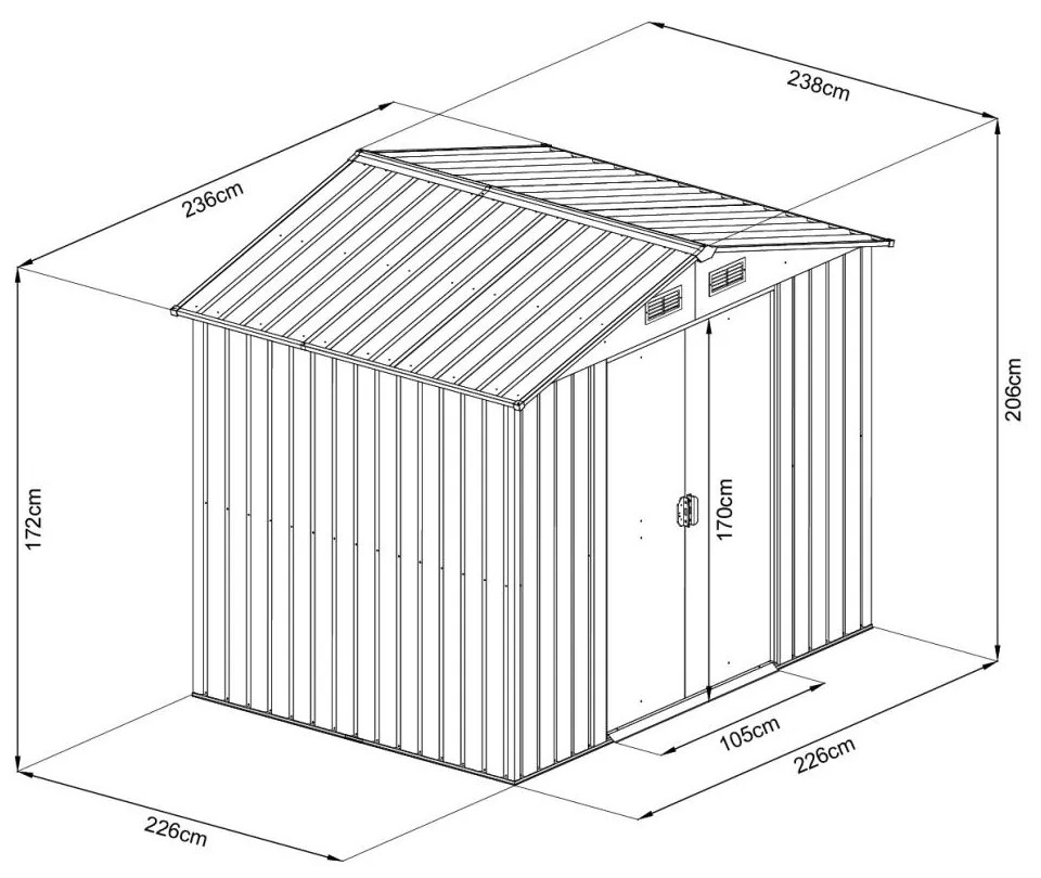 Záhradný domček na náradie Avenberg 2.4 x 2.4 m Antracit SD-X0808-H170