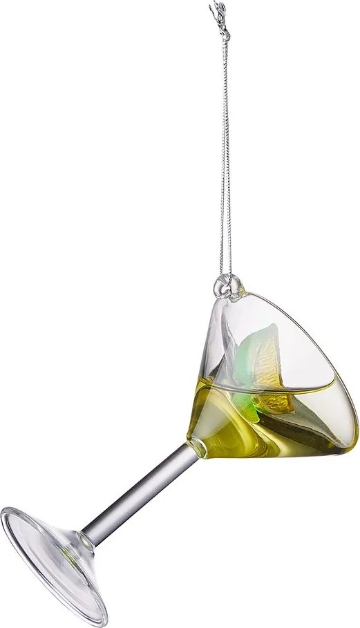 HANG ON Sklenená ozdoba pohár martini