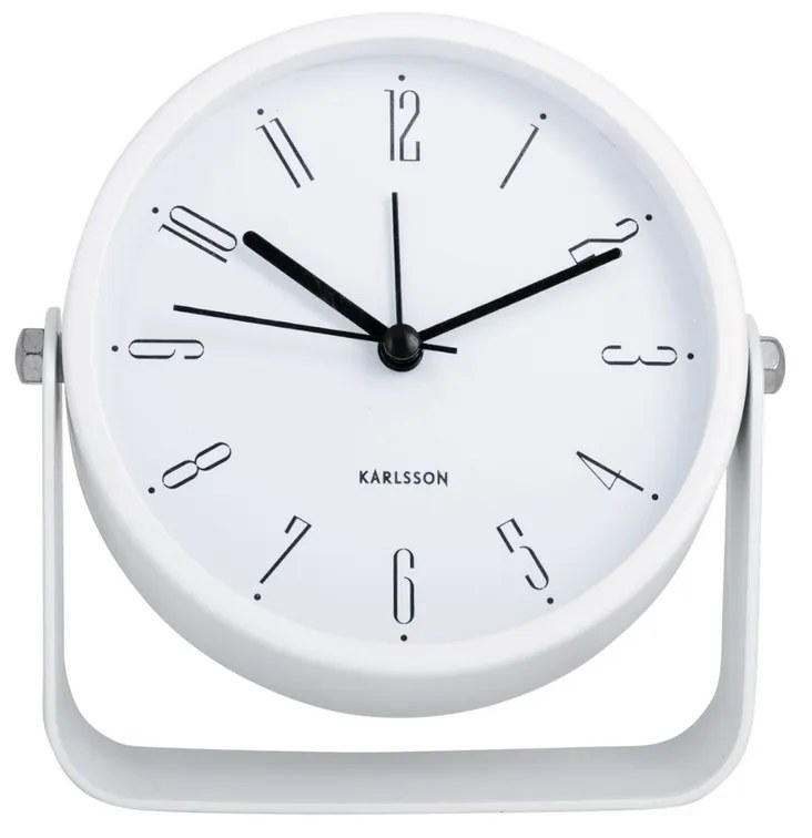 Dizajnový budík Karlsson 5989WH biely, priemer 12cm