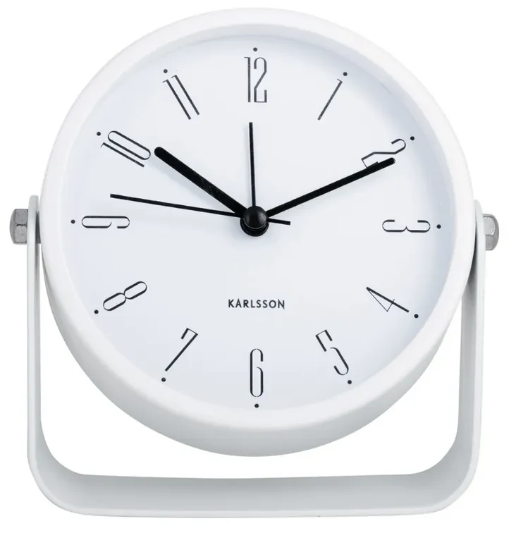 Dizajnový budík Karlsson 5989WH biely, priemer 12cm