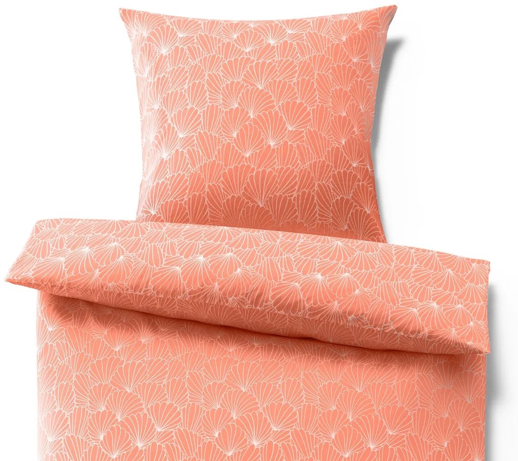 Posteľná bielizeň z mikrovlákna, mušle, koralová, štandardná veľkosť