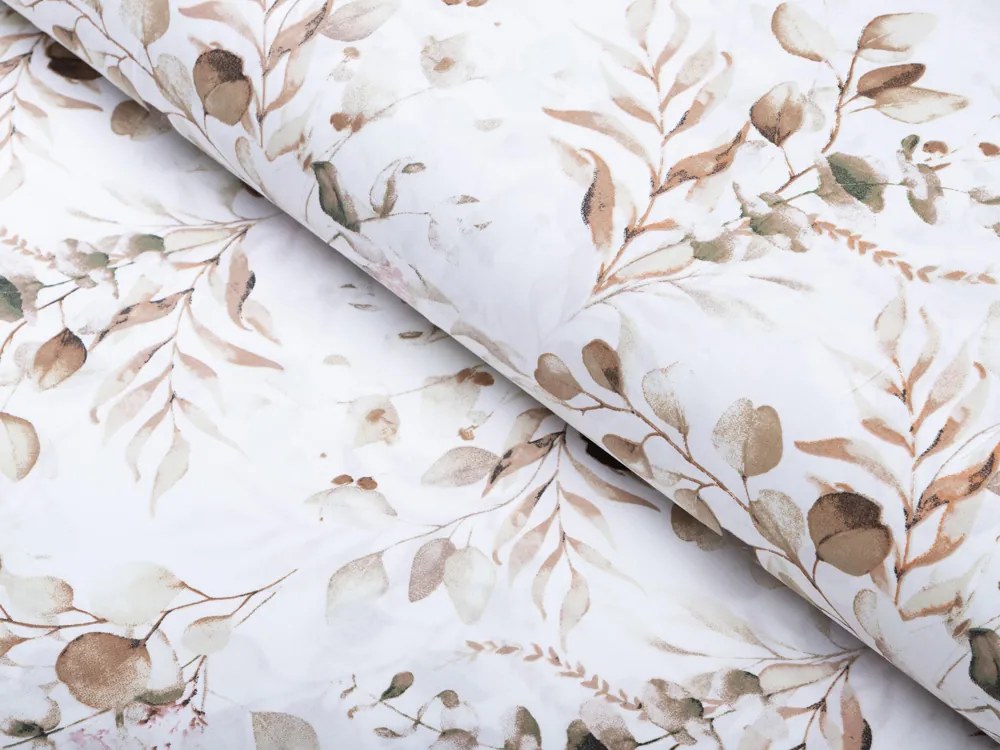 Biante Detské bavlnené posteľné obliečky do postieľky Sandra SA-285 Jesenné eukalypty Do postieľky 100x135 a 40x60 cm