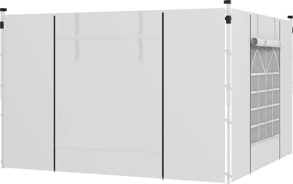 Outsunny bočné panely 2 ks pre altánky 3x3 / 3x6m, bočné steny s oknom a suchým zipsom, vodoodolné Oxford látkové steny, ochrana pred vetrom a súkromí