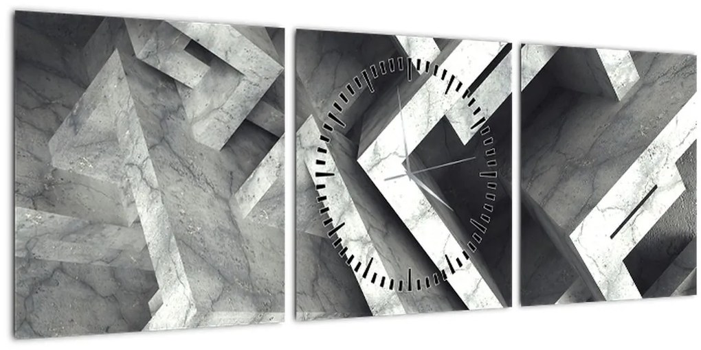 Abstraktný obraz kociek (s hodinami) (90x30 cm)