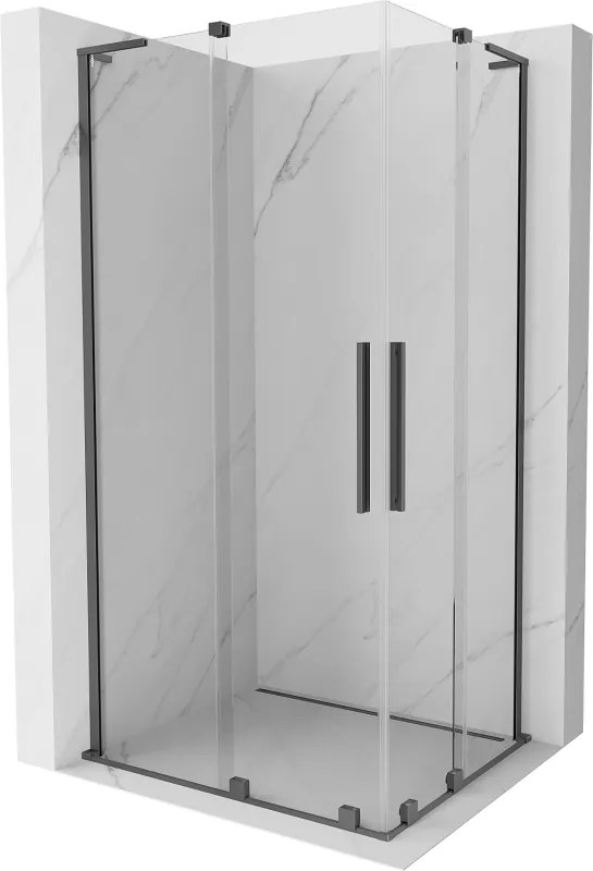 Mexen Velar L Duo, sprchový kút s posuvnými dverami 90 x 80 cm, 8mm číre sklo, brúsený grafit, 871-090-080-02-03-95