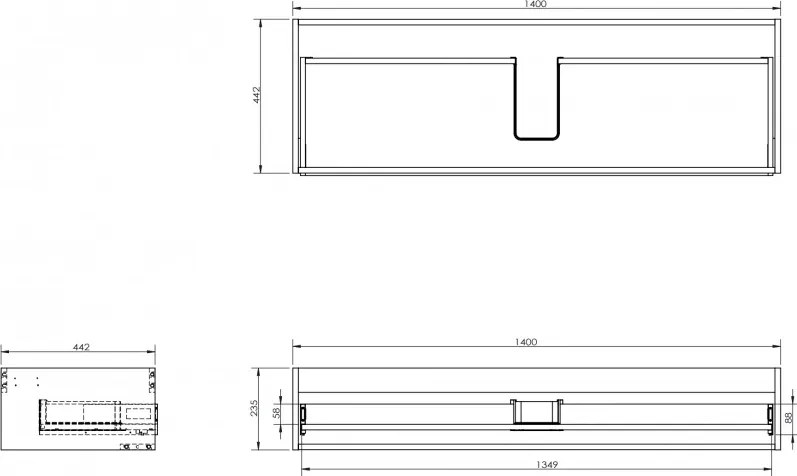 Mexen Box-A, závesná skrinka, 140 cm, 1 zásuvka, biela matná, 91AX0-1400-235-1-01