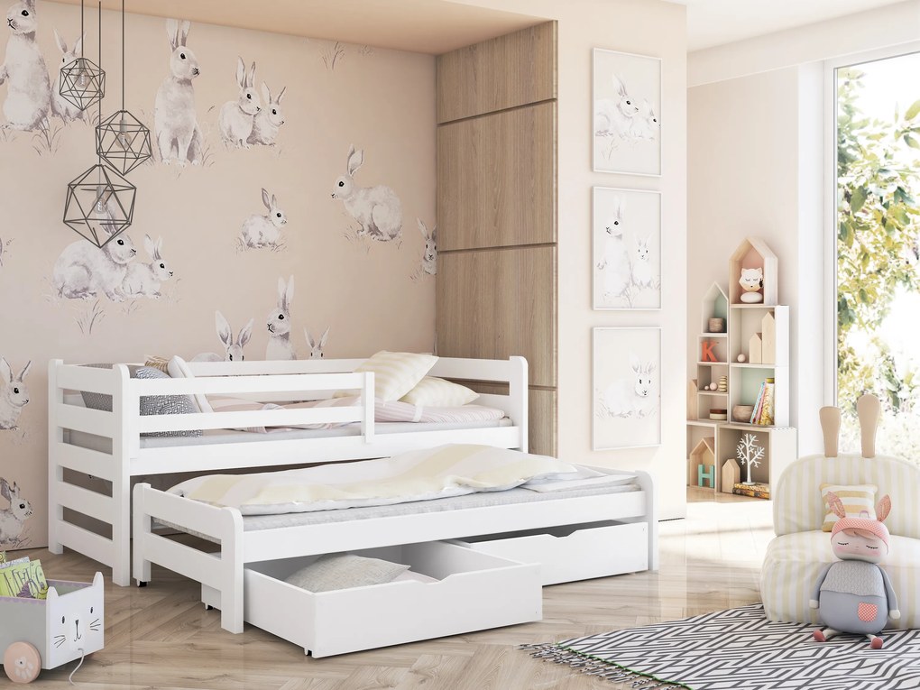 Detská posteľ 80 x 180 cm SIMO (s roštom a úl. priestorom) (biela). Akcia -10%. Vlastná spoľahlivá doprava až k Vám domov. 1012997