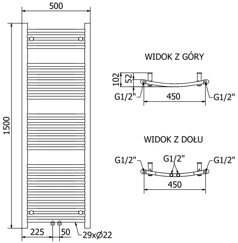 Mexen Ares, vykurovacie teleso 1500 x 500 mm, 630 W, čierna, W102-1500-500-00-70