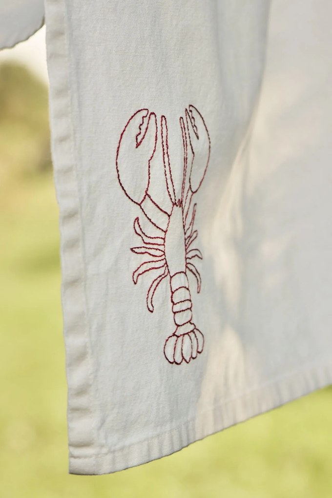 Ib Laursen Bavlnená utierka Crayfish Embroidered