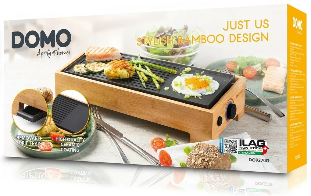 DOMO DO9270G stolný elektrický gril Plancha BambooStyle, M