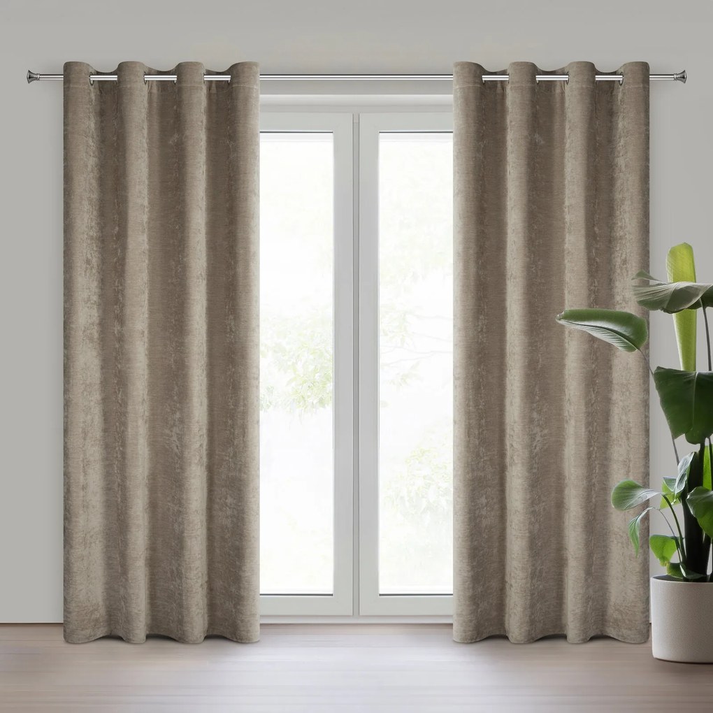 ZÁVES NA KRÚŽKOCH VANI 140X250 CM CAPUCCINO