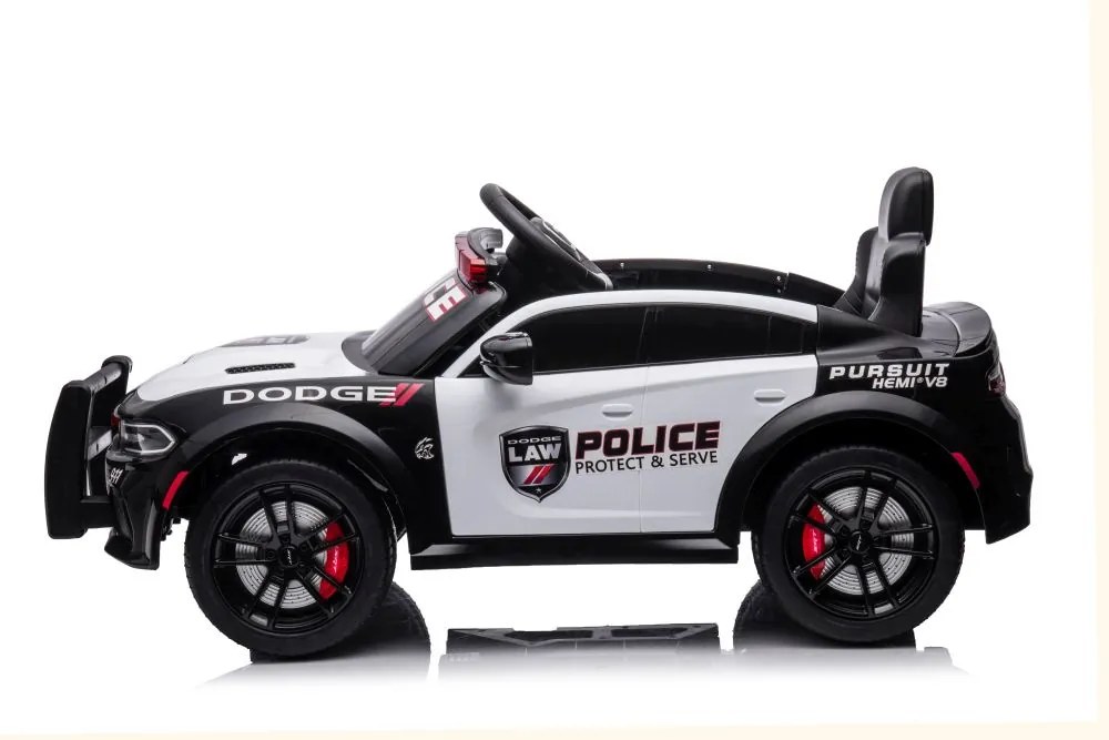 LEAN CARS Elektrické autíčko Dodge Charger policajné, bielo-čierne