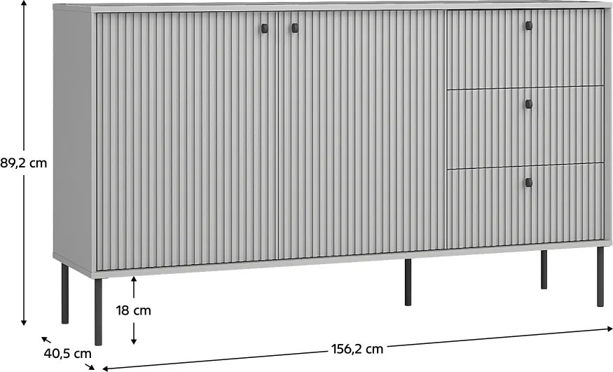 Komoda ARIS 2D3S, sivá