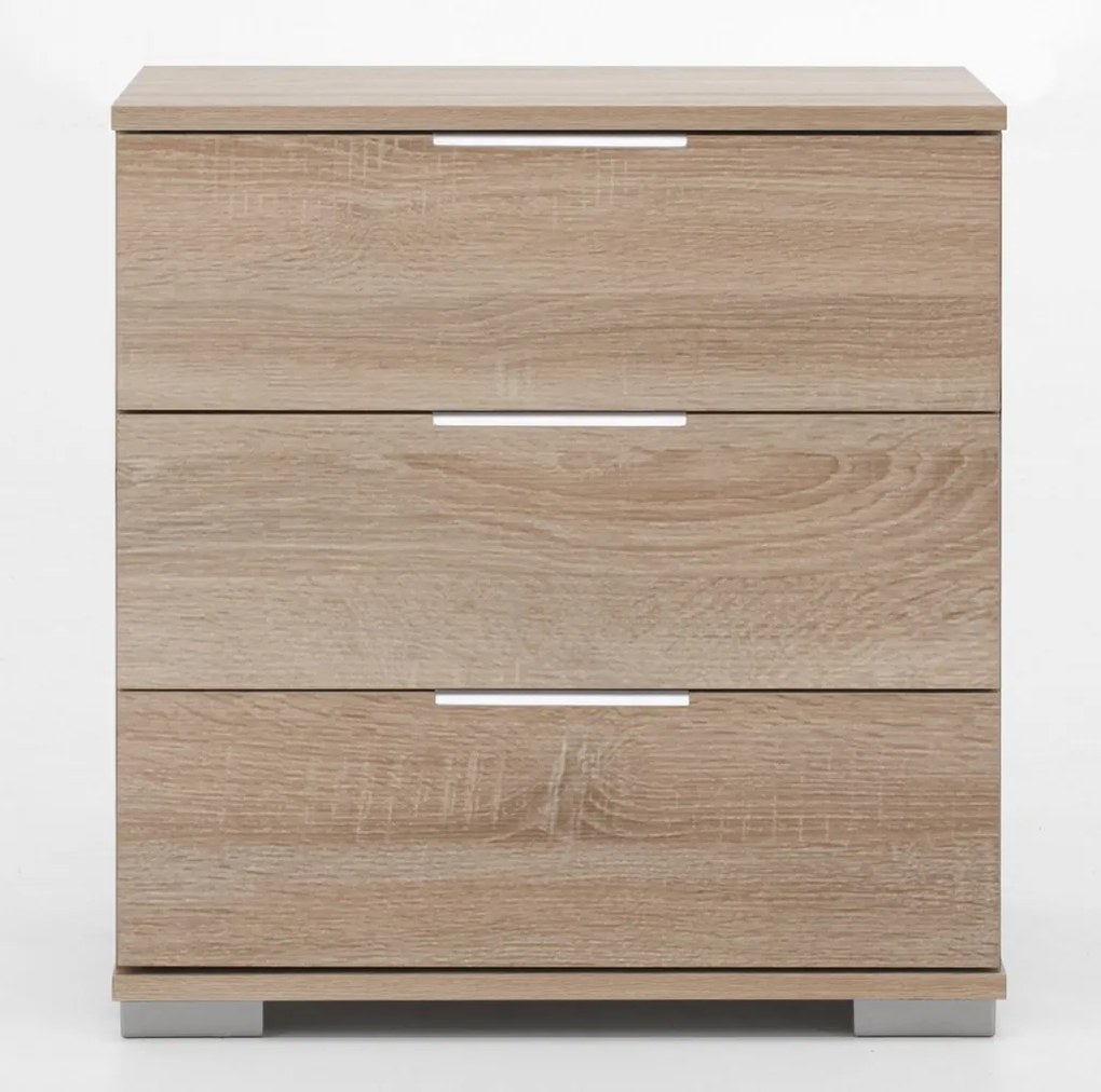 Nočný stolík Easy Plus, 3 zásuvky, dub sonoma