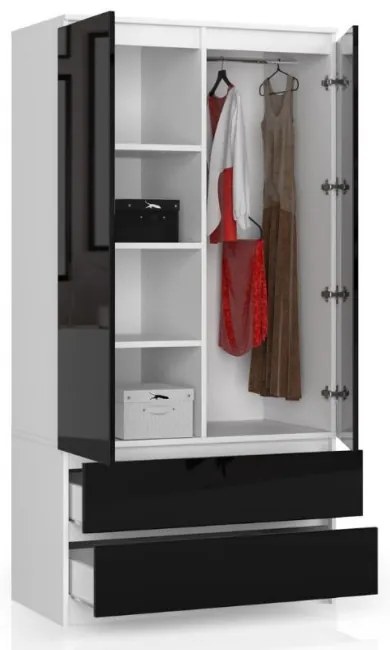 Skriňa S 90 cm 2D 2SZ CLP čierna, lesk