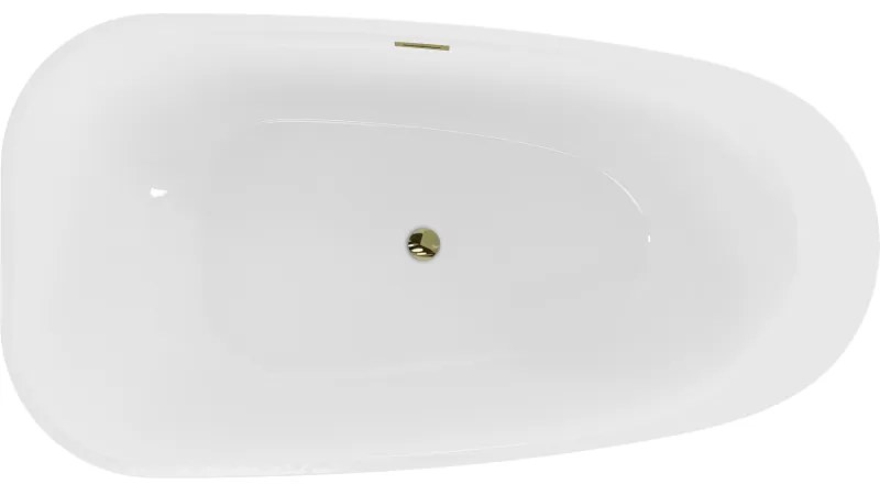 Mexen Giada, voľne stojaca vaňa 170 x 90 cm, biela lesklá, zlatý lesklý prepad, 52741709000-50