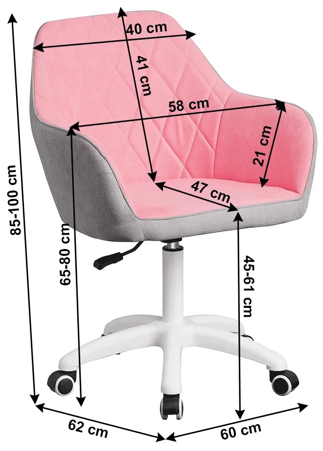 Kancelárske kreslo Senta (ružová + sivá). Vlastná spoľahlivá doprava až k Vám domov. 1033936