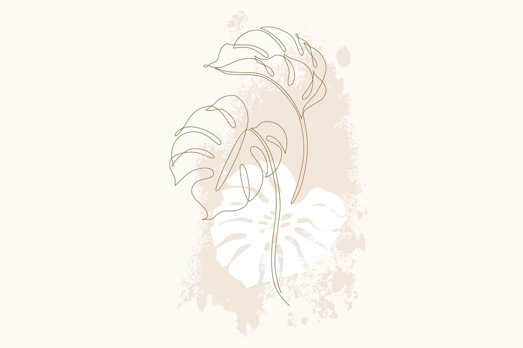 Obraz - Line art monstera N⁰1 (90x60 cm)